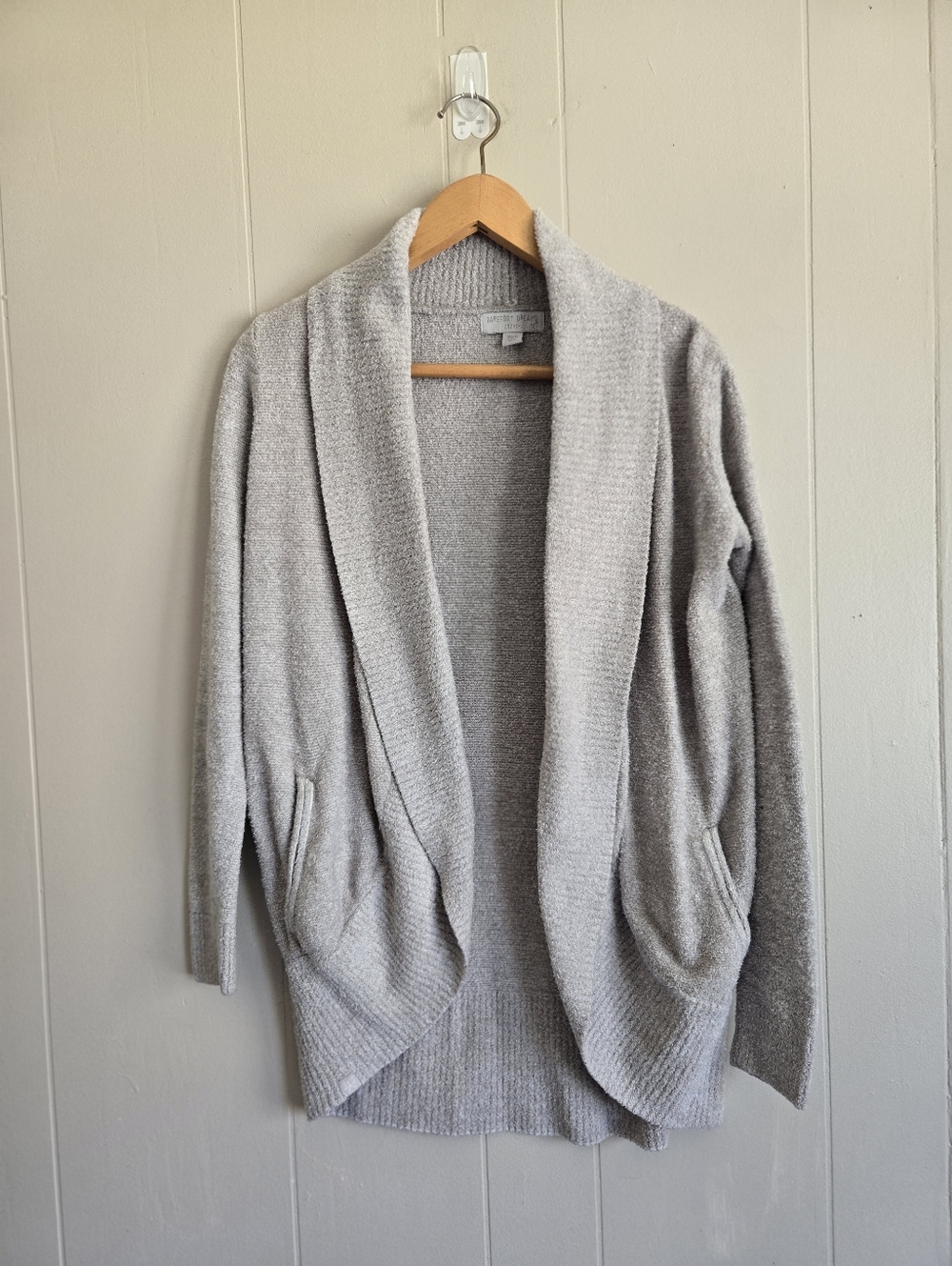 Barefoot Dreams Gray Open Front Cardigan Cozy Chic Lite Collection Pockets XS S